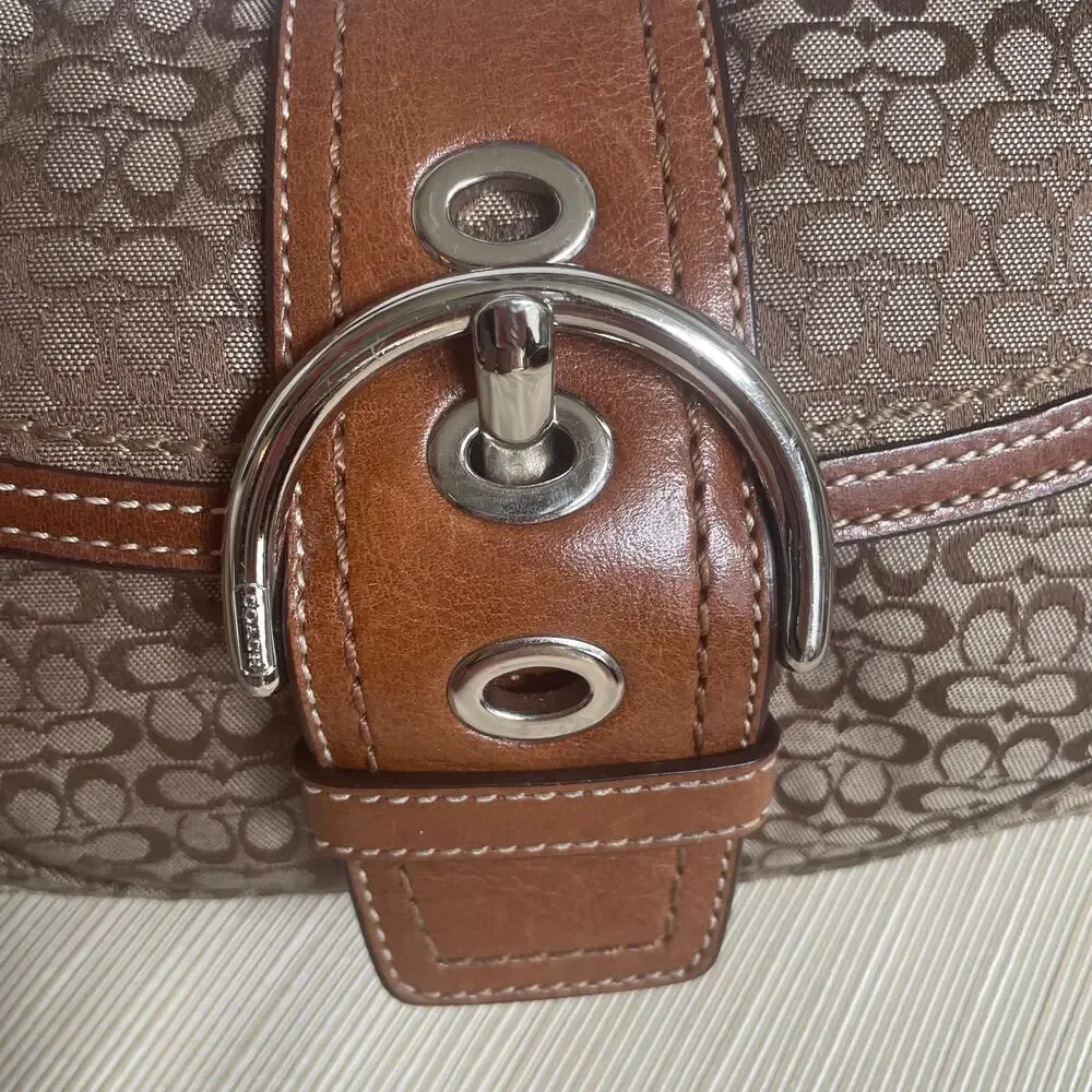 Rare Coach Soho Mini Brown Signature Flap Bag | 12303 Jacquard & Leather Y2K